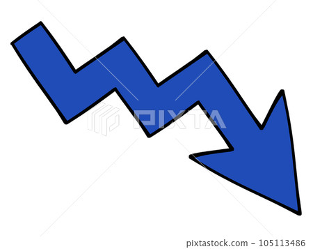 下降的藍色箭頭插畫素材 105113486
