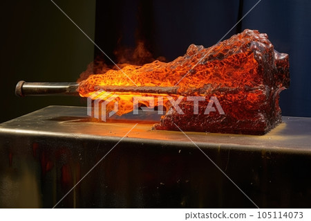 blade quenching process with fiery steam, created with generative ai 105114073