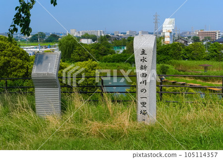 千葉縣松戶市江戶川自行車道左岸河里程碑2023年7月 千葉縣松戶市江戶川自行車道左岸河里程碑2023年7月 105114357