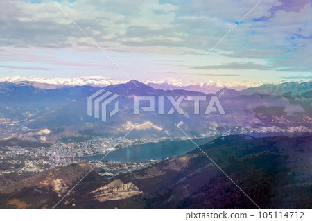 Aerial view on Lake Iseo (maybe right sleeve) Aerial view on Lake Iseo (maybe right sleeve) 105114712