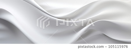 White fabric cloth texture background with abstract soft waves. Generative ai. 105115976