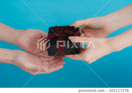 婦女手拿禮物送手禮品 105117276