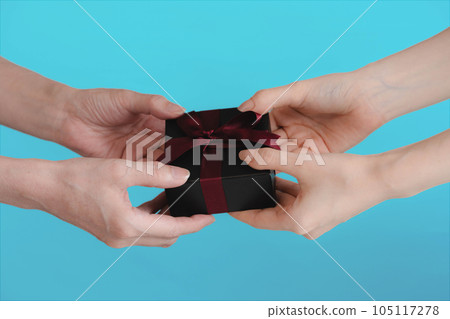 婦女手拿禮物送手禮品 105117278