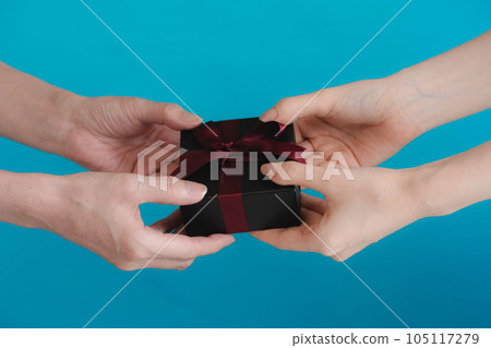 婦女手拿禮物送手禮品 105117279