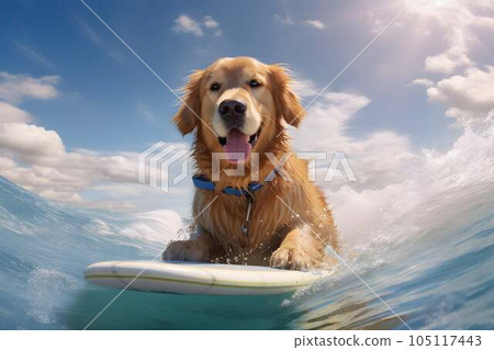 golden retriever playing in the sea golden retriever playing in the sea 105117443