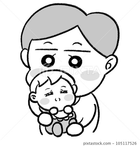 Dad cradling a baby monochrome Dad cradling a baby monochrome 105117526