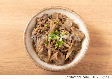 Sweet and spicy simmered beef, burdock and konnyaku 105117541