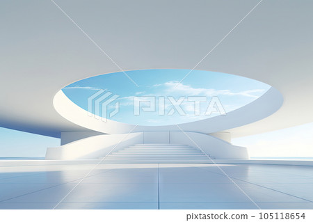 White minimal architecture building background empty wide space for mock up, concrete floor car park, cement garage design scene with copy space, with Generative Ai. White minimal architecture building background empty wide space for mock up, concrete floor car park, cement garage design scene with copy space, with Generative Ai. 105118654