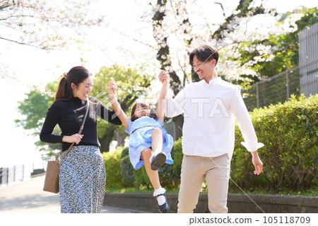 Parents supporting and lifting their child's arms Parents supporting and lifting their child's arms 105118709