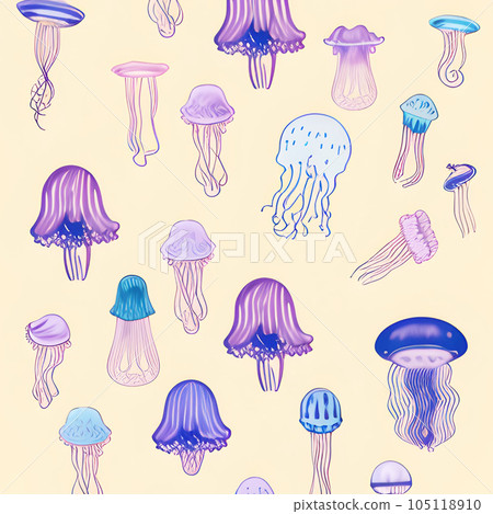 Various kinds of colorful jellyfish 105118910
