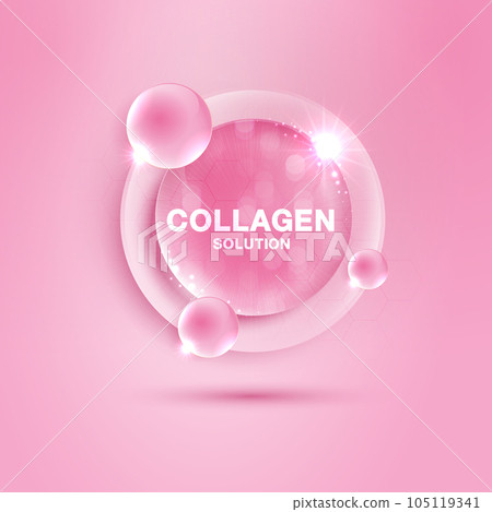 Drop water collagen pink and structure. vitamin solution complex with chemical formula from nature. beauty treatment nutrition skin care design. medical and scientific concepts for cosmetic. vector. Drop water collagen pink and structure. vitamin solution complex with chemical formula from nature. beauty treatment nutrition skin care design. medical and scientific concepts for cosmetic. vector. 105119341