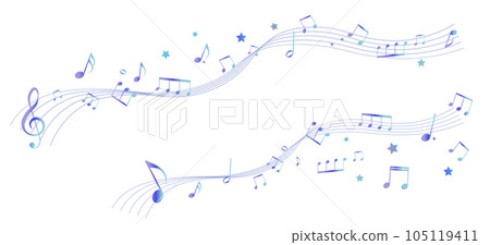 具有透視感的樂譜框架插圖，靈感來自夜空，五線譜背景插圖 105119411