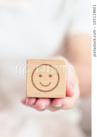 Woman show Happy Smile face block, Mental health Assessment, Psychology, Health Wellness, Feedback, Customer Review, Experience, Satisfaction Survey, Positive Thinking and World Mental Health day Woman show Happy Smile face block, Mental health Assessment, Psychology, Health Wellness, Feedback, Customer Review, Experience, Satisfaction Survey, Positive Thinking and World Mental Health day 105119601