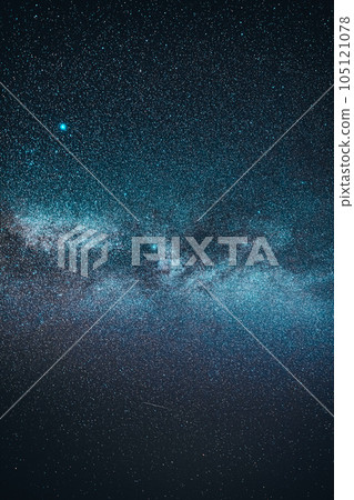 Blue color background Real Night Sky Stars With Milky Way Galaxy. Natural Starry Sky Background 105121078