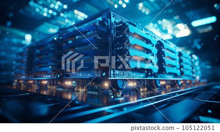 A close-up of a cryptocurrency mining rig, exemplifying the role of technology in the world of digital currencies.Sci-Fi Background A close-up of a cryptocurrency mining rig, exemplifying the role of technology in the world of digital currencies.Sci-Fi Background 105122051