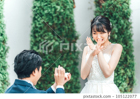 An Asian woman in a wedding dress who refuses a proposal / cancels an engagement An Asian woman in a wedding dress who refuses a proposal / cancels an engagement 105122077