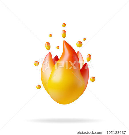3d Fire Flame Icon Isolated on White 3d Fire Flame Icon Isolated on White 105122687