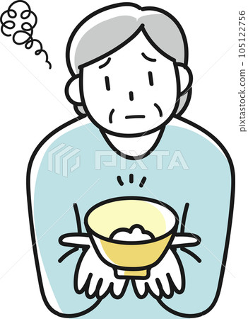 減少大米飲食，臉上不滿意的高級女性 105122756