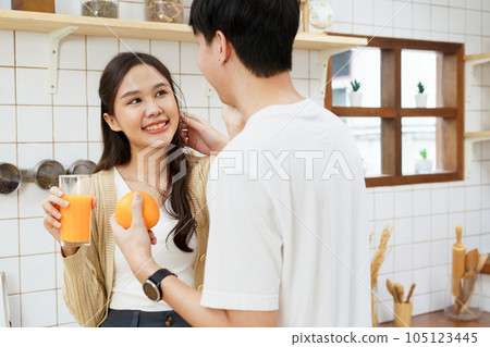 Couple portrait in kitchen. Couple portrait in kitchen. 105123445