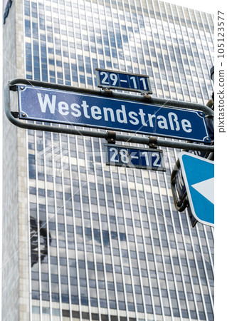 Westendstrasse street name sign, Frankfurt am Main, Germany 105123577