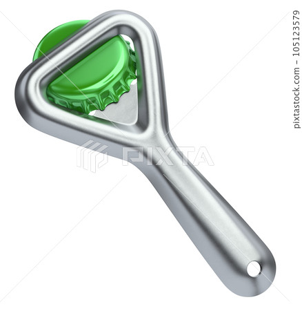 Bottle opener and cap over white background 105123579