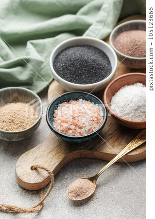 Bowls with assorted speciality salt 105123666