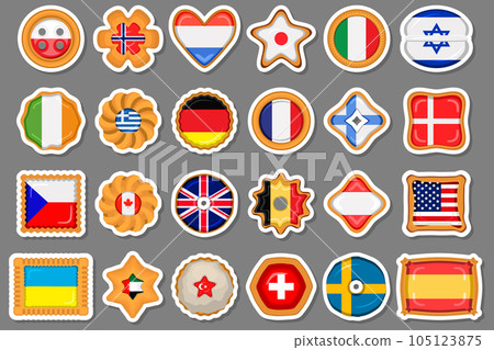 Set homemade cookie with flag country world in tasty biscuit 105123875