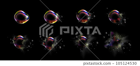 Iridescent foam bubble burst explosion sprite Iridescent foam bubble burst explosion sprite 105124530