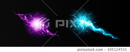 Electric lightning energy ball discharge vector Electric lightning energy ball discharge vector 105124531