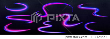 Neon speed line light effect with swirl glow wave 105124545