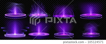 Purple game hologram light circle podium teleport 105124571