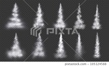 Realistic smoke trails set isolated on transparent 105124588
