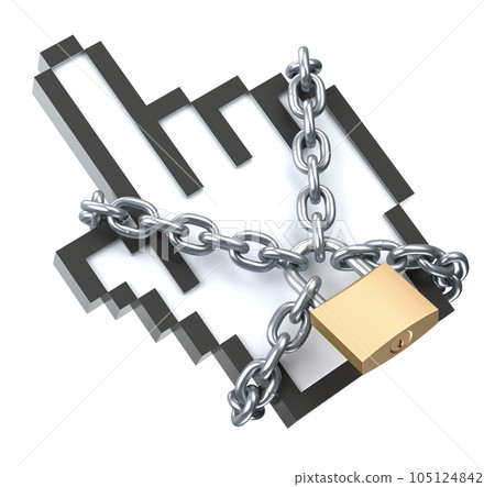 Internet restriction concept with cursor and chain Internet restriction concept with cursor and chain 105124842