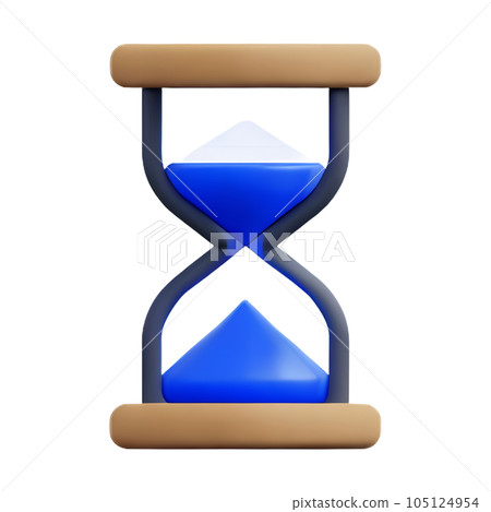 blue hourglass in sand icon blue, cartoon style 3d blue hourglass in sand icon blue, cartoon style 3d 105124954