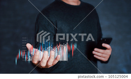 man draw growth graphs and progress of business and analyze financial, and investment.Use technology to plan strategy to success goals and growth stock.online business, e-commerce, online marketing. 105125004