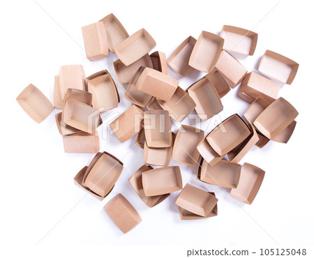 Empty disposable paper fast food tray isolated on white Empty disposable paper fast food tray isolated on white 105125048