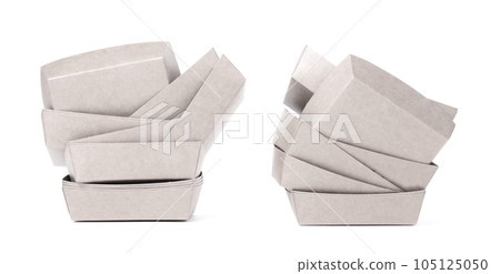 Empty disposable paper fast food tray isolated on white Empty disposable paper fast food tray isolated on white 105125050
