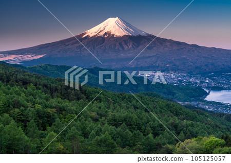 《山梨縣》初夏的富士山，鮮綠的原始森林 105125057