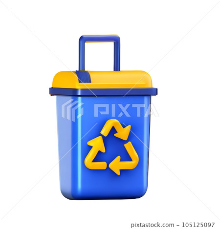 green trash bin with recycle bins 3d 105125097