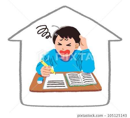 一個穿便衣的男子在家學習，苦苦思考難題 105125143