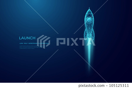 Rocket launch into outer space. Boosting and takeoff career concept 105125311