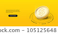 3D digital money of dollar coin. Vector art illustration. Central bank currency concept. 105125648