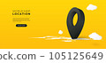 Navigator 3D isometric pin location checking on global world map background. Locator position point. Vector art illustration 105125649