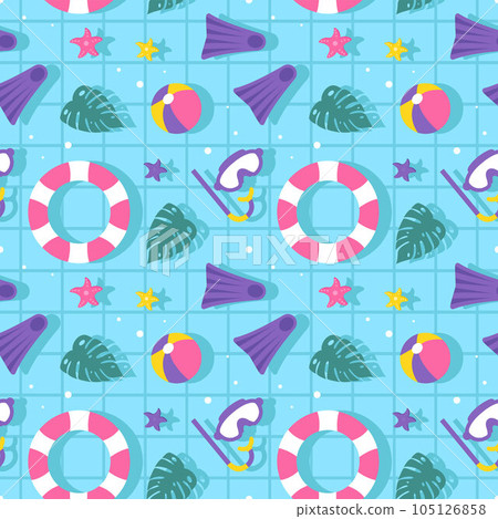 Swimming Pool Seamless Pattern Vector Illustration with Summer Vacation Element in Flat Cartoon Template Hand Drawn Swimming Pool Seamless Pattern Vector Illustration with Summer Vacation Element in Flat Cartoon Template Hand Drawn 105126858