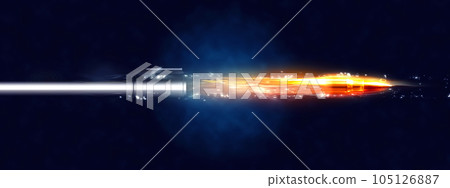 3d illustration of bullet fired from muzzle 3d illustration of bullet fired from muzzle 105126887