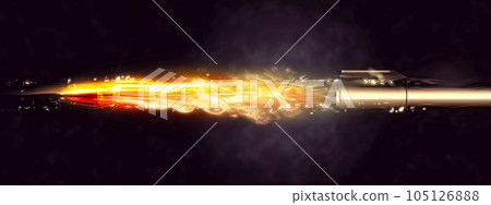 3d illustration of bullet fired from muzzle 105126888