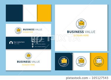 Business value logo design with editable slogan. Branding book and business card template. 105127543