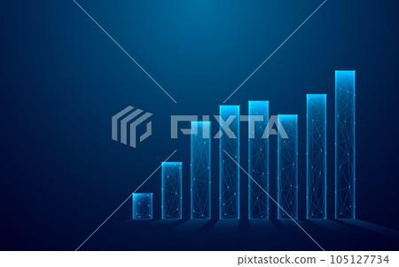 Digital grow chart graph in blue on technological background.  105127734