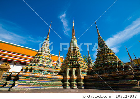 Wat Pho temple of budhist with beautiful art of pagoda locate in Bangkok city 105127938