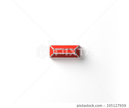 Symbols made of red painted metal with scratched borders 105127939